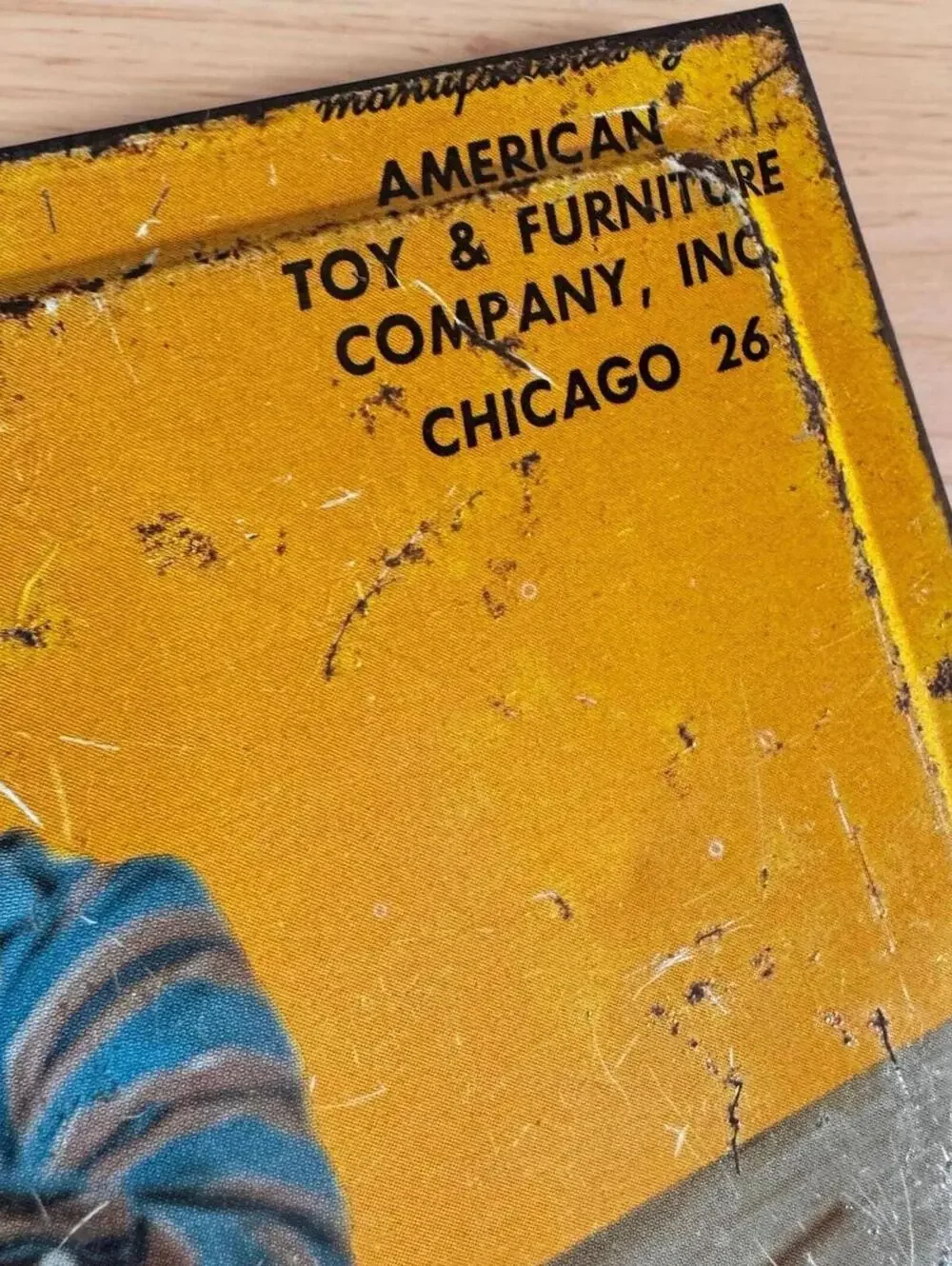 Tool Chest Vintage Junior Tools Star, Tin Lithographed Lid, Blue Plastic Saw